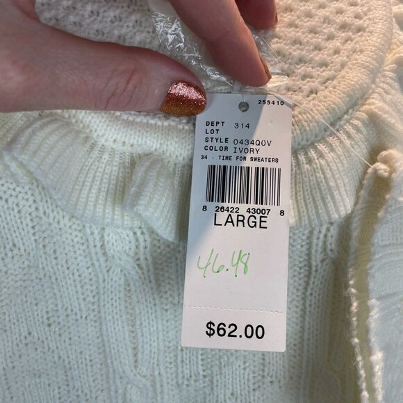 NWT AGB Womens White Knit Sweater Size L - Picture 6 of 6